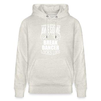 Breakdancer - Stanley/Stella Unisex Bio-Hoodie CRUISER  - Beige meliert - Vorne - Alina (178cm) & Michal (187cm)
