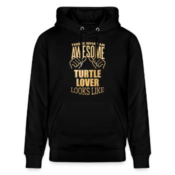 Schildkröte - Stanley/Stella Unisex Bio-Hoodie CRUISER  - Schwarz - Vorne - Alina (178cm) & Michal (187cm)