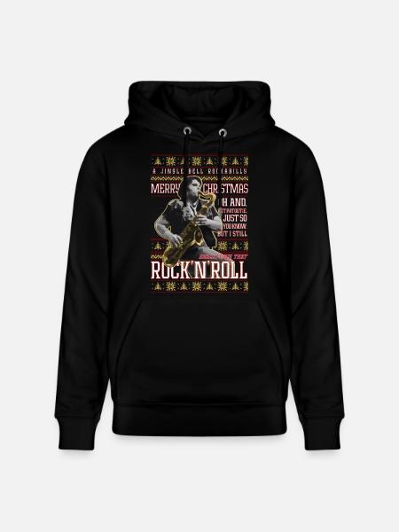 Eddie Rockabilly Saxophon Hässlicher Weihnachtspullover - Stanley/Stella Unisex Bio-Hoodie CRUISER - Schwarz