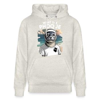 What the Corsican Seal Moor's Head Ajaccio - Stanley/Stella CRUISER Unisex Organic Hoodie - heather oatmeal - Front - Alina (178cm) & Michal (187cm)