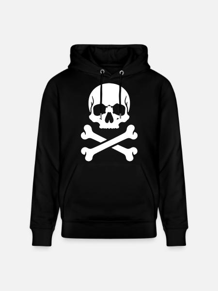 Skull and Bones Pirate Print - Stanley/Stella CRUISER Unisex Organic Hoodie - black