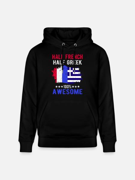 Half French Half Greek - Stanley/Stella CRUISER Unisex Organic Hoodie - black