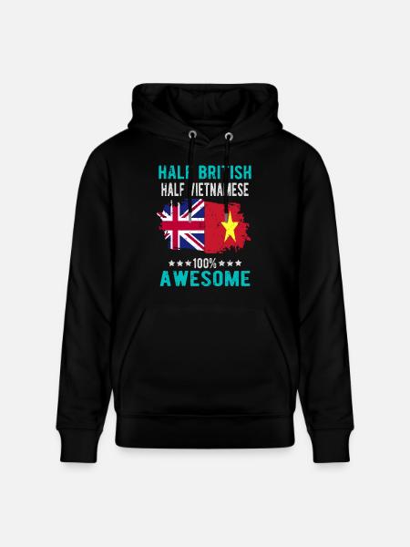 Half British Half Vietnamese - Stanley/Stella CRUISER Unisex Organic Hoodie - black