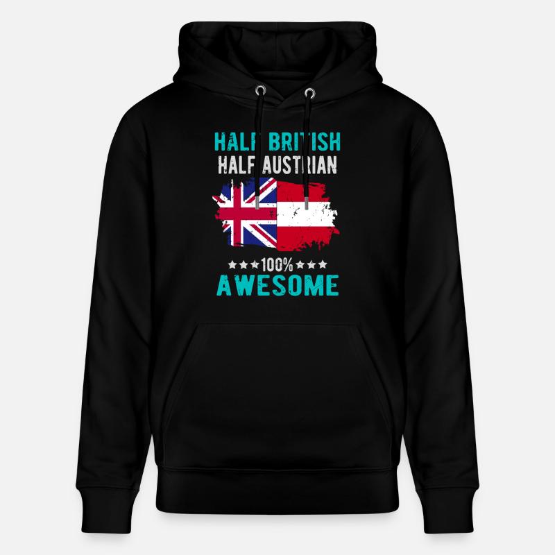Half British Half Austrian - Stanley/Stella CRUISER Unisex Organic Hoodie - black