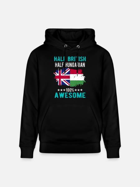 Half British Half Hungarian - Stanley/Stella CRUISER Unisex Organic Hoodie - black