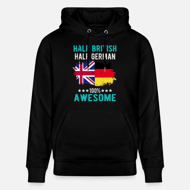 Halb Brite Halb Deutscher - Stanley/Stella Unisex Bio-Hoodie CRUISER  - Schwarz