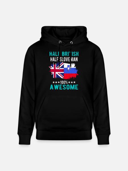 Half British Half Slovenian - Stanley/Stella CRUISER Unisex Organic Hoodie - black
