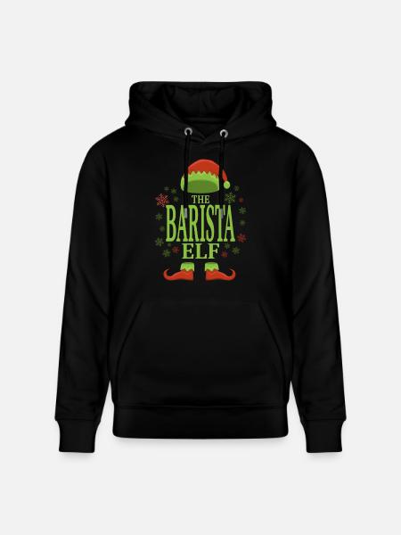 Barista Christmas Elf - Stanley/Stella CRUISER Unisex Organic Hoodie - black