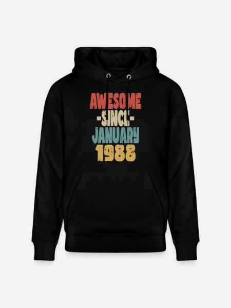 Awesome January 1988 - Stanley/Stella CRUISER Unisex Organic Hoodie - black