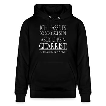 Sexy Gitarrist Gitarristen Spruch - Stanley/Stella Unisex Bio-Hoodie CRUISER  - Schwarz - Vorne - Alina (178cm) & Michal (187cm)