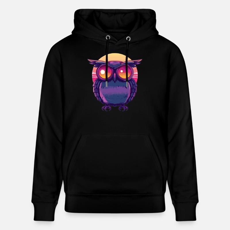 Eule mit Sonnenbrillenblick - Stanley/Stella Unisex Bio-Hoodie CRUISER  - Schwarz