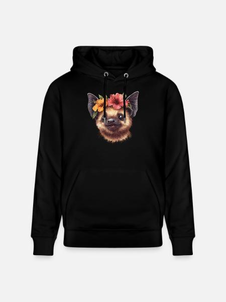 Bat with flowers - Stanley/Stella CRUISER Unisex Organic Hoodie - black