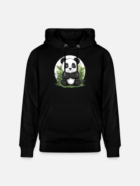 Panda im Bambuswald - Stanley/Stella Unisex Bio-Hoodie CRUISER - Schwarz