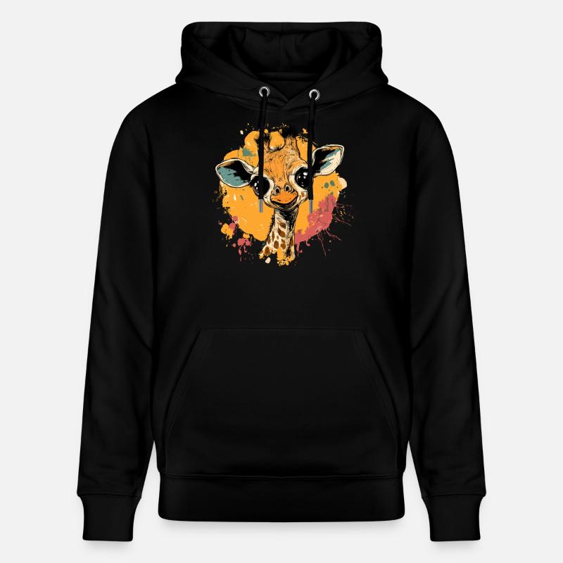 Giraffe im Farbklecks - Stanley/Stella Unisex Bio-Hoodie CRUISER - Schwarz