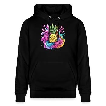 Pineapple Color Explosion - Stanley/Stella CRUISER Unisex Organic Hoodie - black - Front - Alina (178cm) & Michal (187cm)