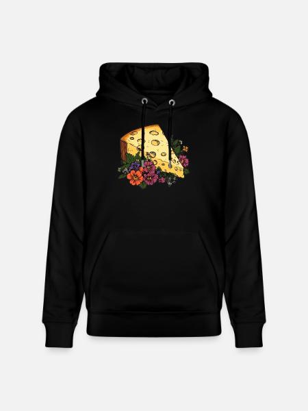 Cheese with flowers - Stanley/Stella CRUISER Unisex Organic Hoodie - black