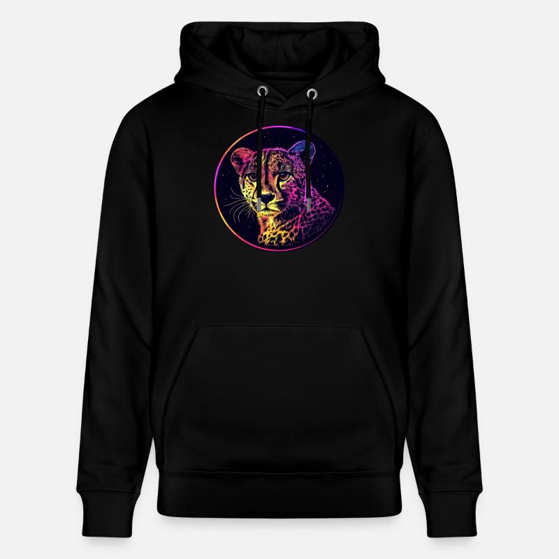 Leopard im Sternenhimmel - Stanley/Stella Unisex Bio-Hoodie CRUISER  - Schwarz