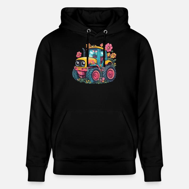 tracteur à fleurs joyeux - Sweat à capuche bio CRUISER Stanley/Stella Unisexe - noir