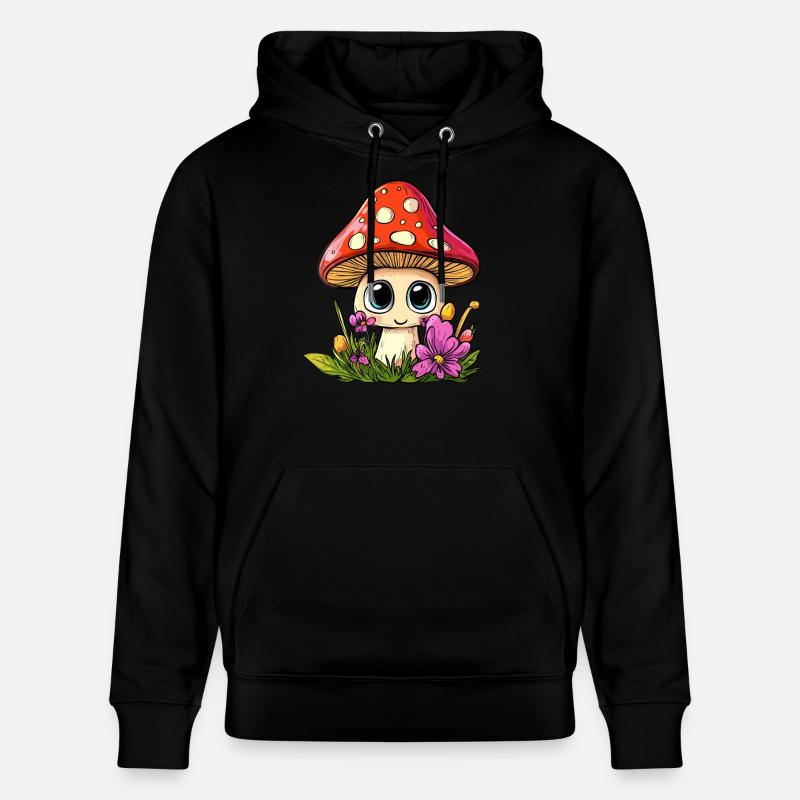 Champignon avec des fleurs - Sweat à capuche bio CRUISER Stanley/Stella Unisexe - noir