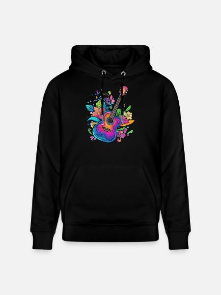 Bunte Gitarre mit Blumen - Stanley/Stella Unisex Bio-Hoodie CRUISER  - Schwarz