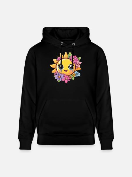 Sunshine with flower wreath - Stanley/Stella CRUISER Unisex Organic Hoodie - black