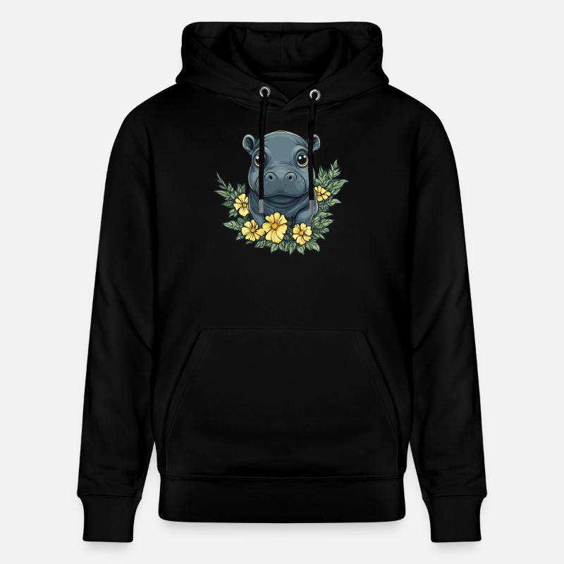 Bébé fleur hippopotame - Sweat à capuche bio CRUISER Stanley/Stella Unisexe - noir