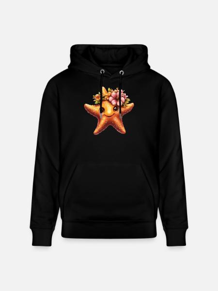Seestern mit Blumenkranz - Stanley/Stella Unisex Bio-Hoodie CRUISER  - Schwarz