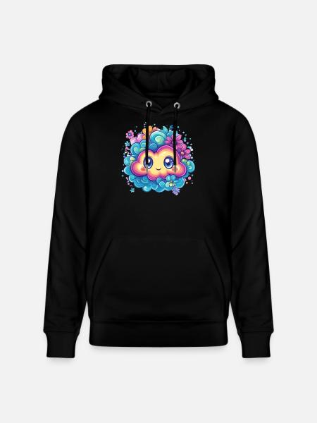 Śliczna chmura z kwiatami - Ekologiczna bluza z kapturem typu unisex Stanley/Stella CRUISER  - czarny