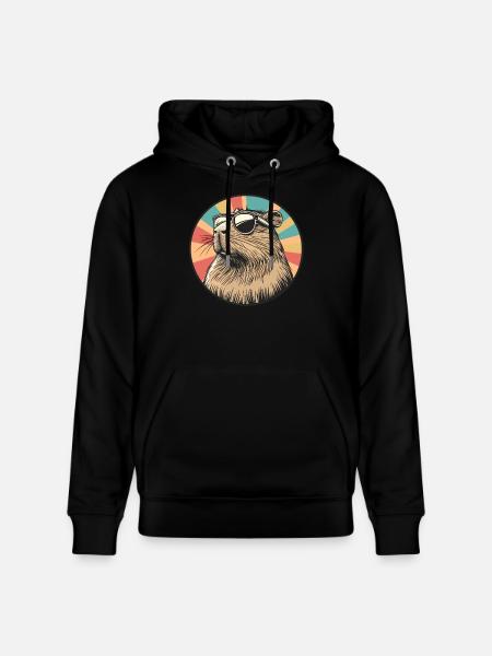 Retro Capybara Coolness - Stanley/Stella CRUISER Unisex Organic Hoodie - black