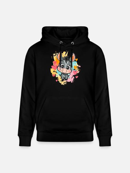 Funny donkey with hearts - Stanley/Stella CRUISER Unisex Organic Hoodie - black