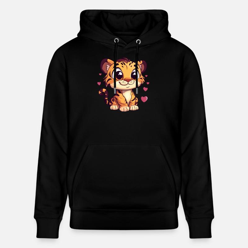 Tiger mit Herzchen - Stanley/Stella Unisex Bio-Hoodie CRUISER  - Schwarz