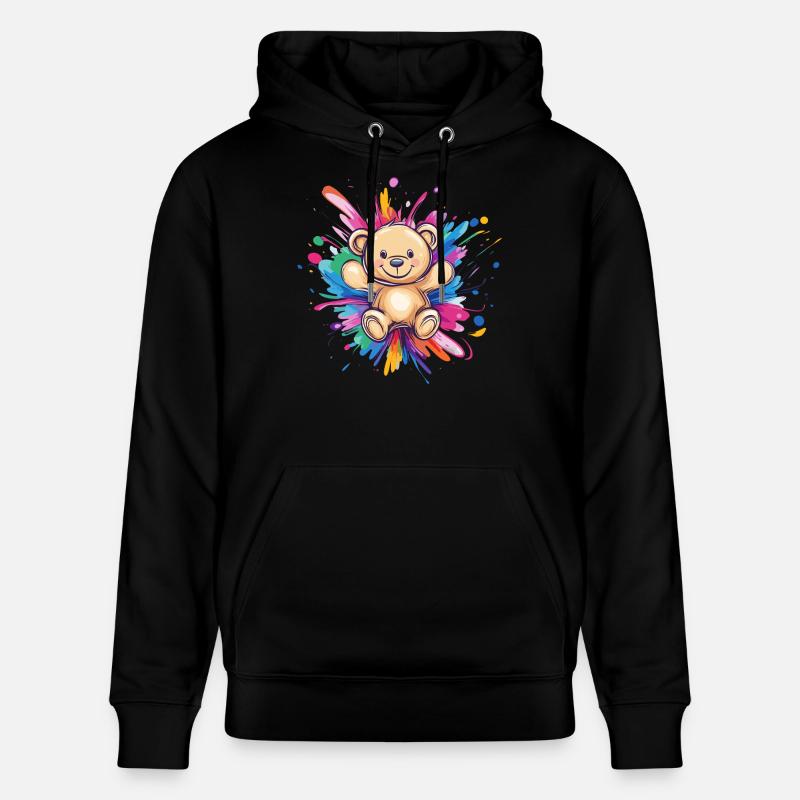 Teddybär Farbexplosion - Stanley/Stella Unisex Bio-Hoodie CRUISER  - Schwarz