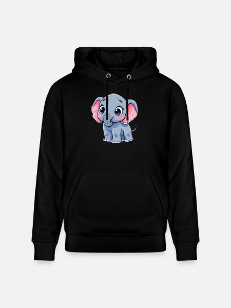 Elefant mit großen Augen - Stanley/Stella Unisex Bio-Hoodie CRUISER  - Schwarz