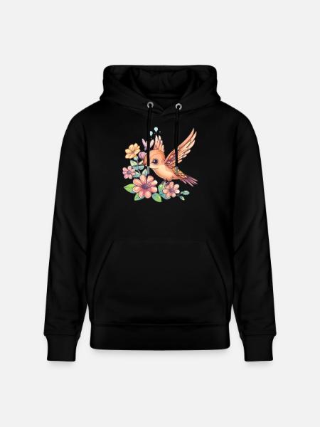 Kolibri mellem blomster - Stanley/Stella CRUISER økologisk unisex-hoodie - sort