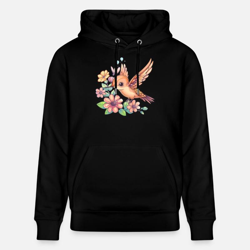 Colibri entre les fleurs - Sweat à capuche bio CRUISER Stanley/Stella Unisexe - noir