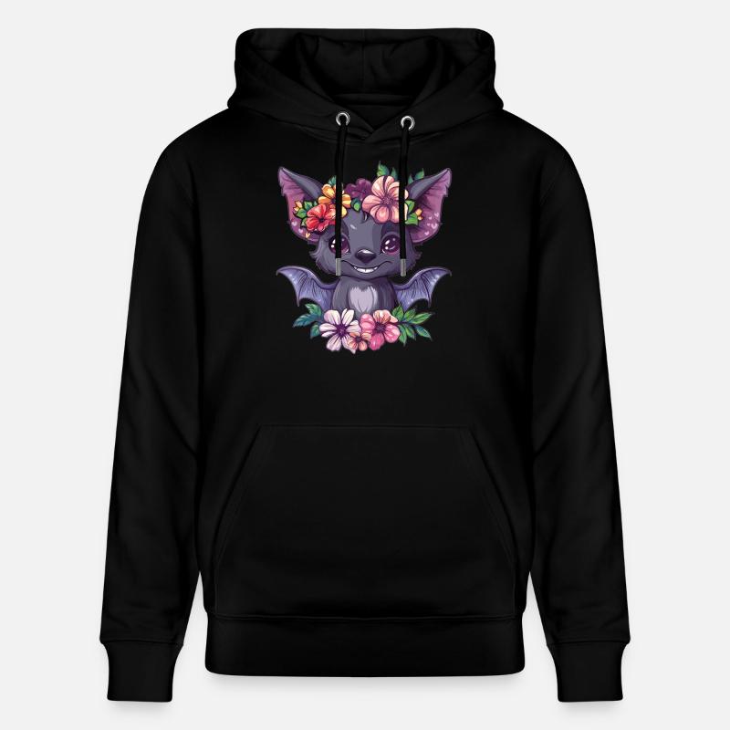 Blumenfledermaus mit Lächeln - Stanley/Stella Unisex Bio-Hoodie CRUISER  - Schwarz