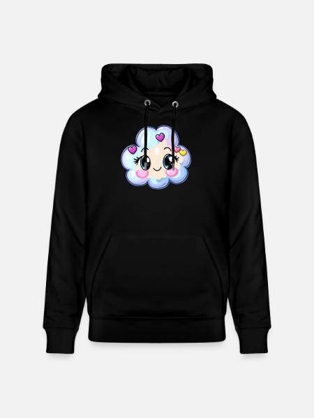 Pastel Cloud with Hearts - Stanley/Stella CRUISER Unisex Organic Hoodie - black