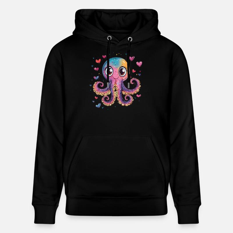 Pieuvre avec des cœurs - Sweat à capuche bio CRUISER Stanley/Stella Unisexe - noir