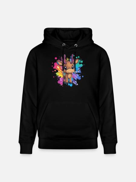 Rehkitz auf Farbexplosion - Stanley/Stella Unisex Bio-Hoodie CRUISER  - Schwarz