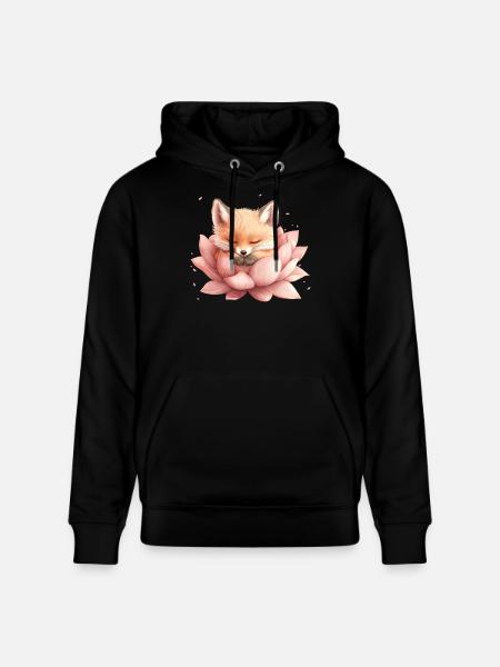 Fox sleeps in bloom - Stanley/Stella CRUISER Unisex Organic Hoodie - black