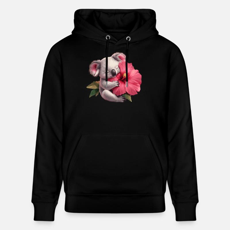 Koala avec fleur géante - Sweat à capuche bio CRUISER Stanley/Stella Unisexe - noir