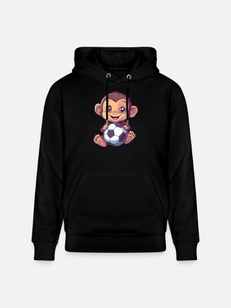 Affe mit Fußball - Stanley/Stella Unisex Bio-Hoodie CRUISER  - Schwarz