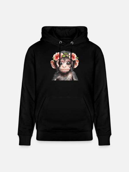 Smiling baby monkey - Stanley/Stella CRUISER Unisex Organic Hoodie - black