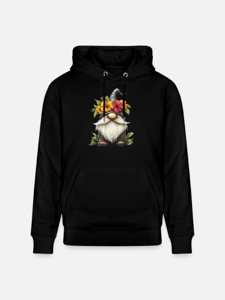 Gnom mit Blumenhut - Stanley/Stella Unisex Bio-Hoodie CRUISER - Schwarz