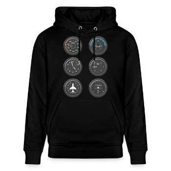 Airplane Flight Instruments - Stanley/Stella CRUISER Unisex Organic Hoodie - black - Front - Alina (178cm) & Michal (187cm)