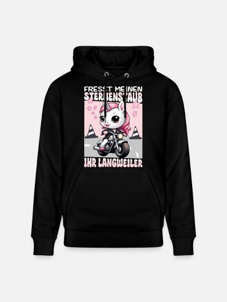 Unicorno in moto - Felpa con cappuccio ecologica unisex CRUISER di Stanley/Stella - nero
