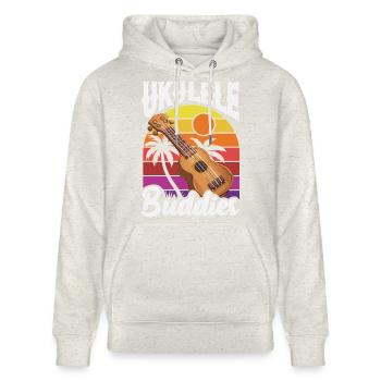 Retro Ukulele Buddies Vintage Hawaii Musiker - Stanley/Stella Unisex Bio-Hoodie CRUISER  - Beige meliert - Vorne - Alina (178cm) & Michal (187cm)