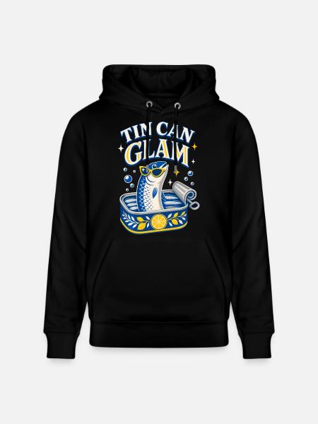 Tin Can Glam Sardines with Sunglasses - Stanley/Stella CRUISER Unisex Organic Hoodie - black