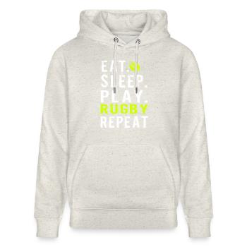 Eat sleep Rugby - Sweat à capuche bio CRUISER Stanley/Stella Unisexe - beige chiné - Devant - Alina (178cm) & Michal (187cm)