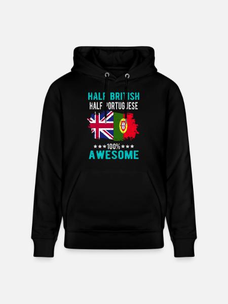 Half British Half Portuguese - Stanley/Stella CRUISER Unisex Organic Hoodie - black
